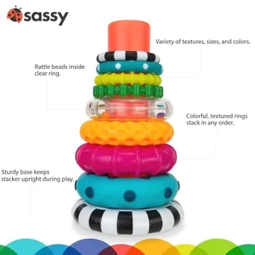 Sassy Stacks Stacking Ring Toy for Kids 6+ Months