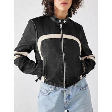 Stylish Saodimallsu Faux Leather Zip-Up Jacket for Women