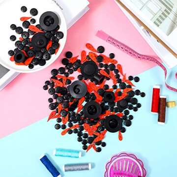 WILLBOND 300 Pieces Christmas DIY Snowman Ornament Set, Including Carrot Nose Buttons, Mini Black Magician Hats, Tiny Black Buttons for Christmas DIY Snowman Crafting, Sewing, Party Supplies