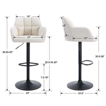 EALSON Modern Swivel Bar Stools Set of 2 - Velvet Counter Height Chairs