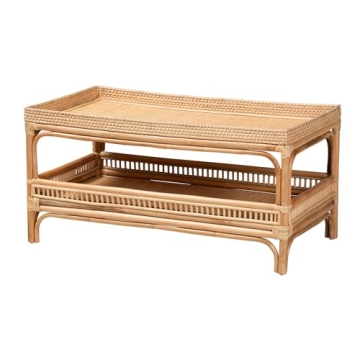 Stylish Lombok Natural Rattan Coffee Table - Unique 2-Tier Design