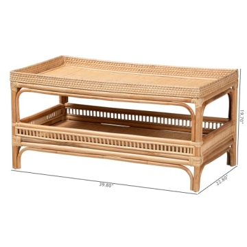 Stylish Lombok Natural Rattan Coffee Table - Unique 2-Tier Design