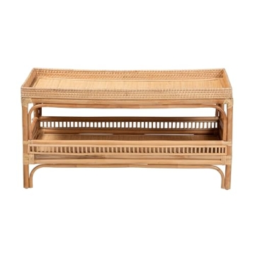 Stylish Lombok Natural Rattan Coffee Table - Unique 2-Tier Design