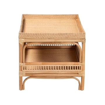 Stylish Lombok Natural Rattan Coffee Table - Unique 2-Tier Design