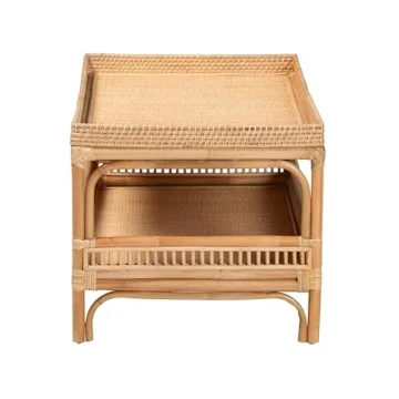Stylish Lombok Natural Rattan Coffee Table - Unique 2-Tier Design