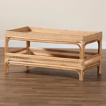 Stylish Lombok Natural Rattan Coffee Table - Unique 2-Tier Design