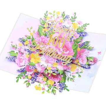 Elegant 3D Pop-Up 100th Birthday Card for Her