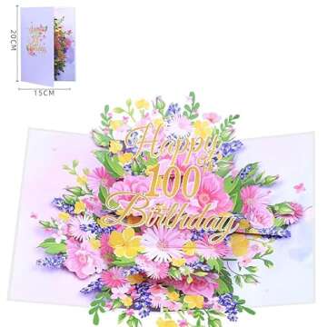 Elegant 3D Pop-Up 100th Birthday Card for Her