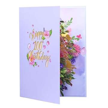 Elegant 3D Pop-Up 100th Birthday Card for Her