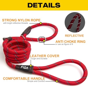 Fida Slip Lead – 6 FT Pet Training Leash for All Dogs