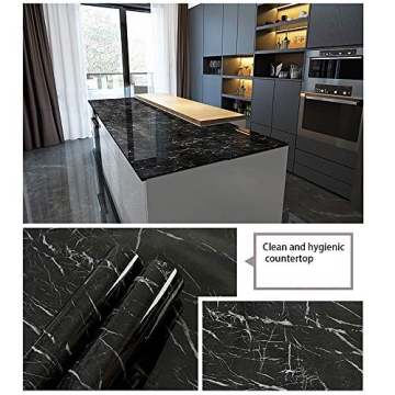 Dulanxer Black Marble Peel and Stick Wallpaper Roll - 15.7x118 in