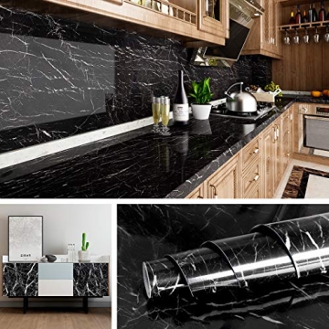 Dulanxer Black Marble Peel and Stick Wallpaper Roll - 15.7x118 in