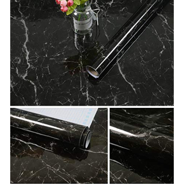 Dulanxer Black Marble Peel and Stick Wallpaper Roll - 15.7x118 in