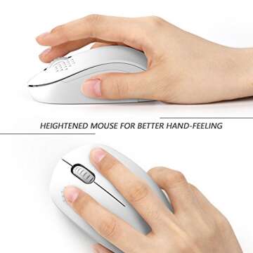 seenda Wireless Mouse, 2.4G Noiseless Mouse with USB Receiver Portable Computer Mouse for PC, Tablet, Laptop - Pure White