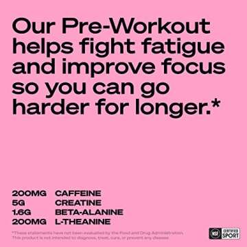 LADDER Sport Pre Workout Powder, Caffeine, Beta-Alanine, Creatine, Theanine, Clean Energy with No Artificial Sweeteners, NSF Certified for Sport (Strawberry Lemonade Packet)