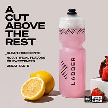 LADDER Sport Pre Workout Powder, Caffeine, Beta-Alanine, Creatine, Theanine, Clean Energy with No Artificial Sweeteners, NSF Certified for Sport (Strawberry Lemonade Packet)