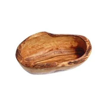 Naturally Med - Olive Wood Rustic Bowl - 5.5". Handcrafted olive wood bowl for olives, nuts, keys, c...