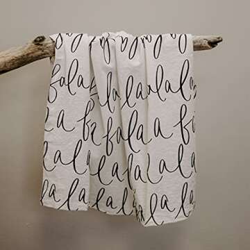 Sweet Water Decor FA La La La La Tea Towel | 100% Cotton | Large Size 28 x 25 inches | Cream with Hand Lettered Black Design | Bathroom, Kitchen, Dish (FA La La La La)