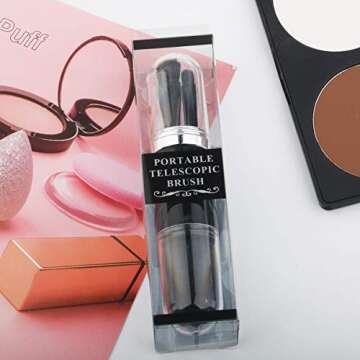 Travel Portable Makeup Brush Set - Mini 4 in 1 Face Powder Foundation Blending Bronzer Brushes, Lip Brush, Highlight Brush, Eyeshadow Brush Multi-foundational Makeup Brush for Travel…