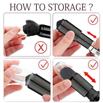 Travel Portable Makeup Brush Set - Mini 4 in 1 Face Powder Foundation Blending Bronzer Brushes, Lip Brush, Highlight Brush, Eyeshadow Brush Multi-foundational Makeup Brush for Travel…