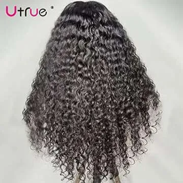 Utrue Curly Wave 13x4 Lace Front Pre Plucked 150% Density Brazilian Virgin Wet and Wavy Kinky Human Hair Wig with Baby Hair Natural Color 16 Inch