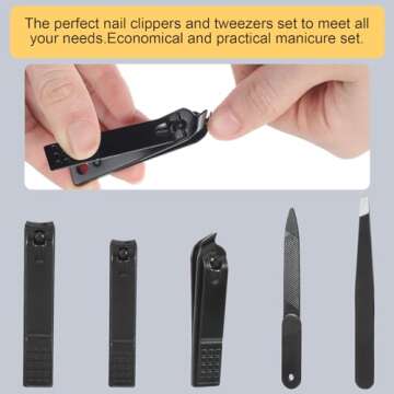 3 Pcs Nail Clipper Set Men Women Nail Cutter Personal Care Nail Black Grooming Kit Toenail Clippers and Fingernail Clippers for Men Husband Boyfriend Parent Cuticle Cutter Nail Scissors Manicure Set