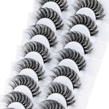 Veleasha Russian Strip Lashes D Curl False Eyelashes Fluffy Wispy Faux Mink Lashes 10 Pairs Pack (D04)