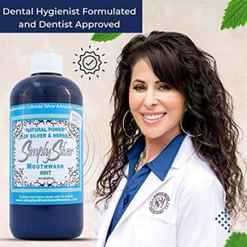 Simply Silver Mouthwash - All Natural Colloidal Silver Mouthwash Alcohol, BPA, Cetylpyridinium Chloride, and Fluoride Free, 16 Fl Oz (Mint)