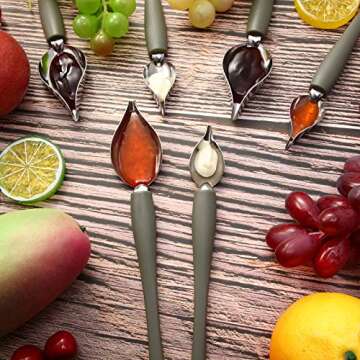 6 Pieces Culinary Drawing Decorating Spoons Stainless Steel Plating Decorating Pen Decorative Plates Multi-use Sauce Drizzle DIY Chocolate Filter Chef Art Pencil for Decorative Plate Food Cake Coffee