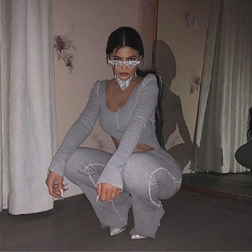 Stylish XLLAIS Women Rib Knit Pullover Pants Set for Chic Looks