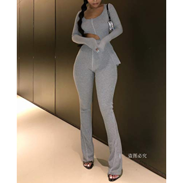 Stylish XLLAIS Women Rib Knit Pullover Pants Set for Chic Looks