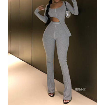 Stylish XLLAIS Women Rib Knit Pullover Pants Set for Chic Looks