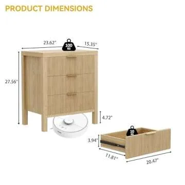 JZXSHD Nightstand with 6 Drawers, Dresser and Nightstand Sets, Bedside Tables, Mid Century Nightstands with 6 Wide Drawers for Bedroom, Kids’ Room, Hallway, (Natural X 2pcs)