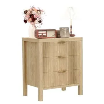 JZXSHD Nightstand with 6 Drawers, Dresser and Nightstand Sets, Bedside Tables, Mid Century Nightstands with 6 Wide Drawers for Bedroom, Kids’ Room, Hallway, (Natural X 2pcs)