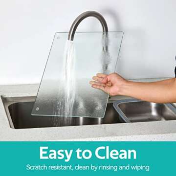 Murrey Home Glass Cutting Board for Kitchen Counter, Tempered Glass Chopping Boards Dishwasher Safe, Small Clear Countertop Tray, Scratch Resistant, Heat Resistant, 16"x12"