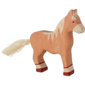 Holztiger Horse Standing Toy Figure, Light Brown