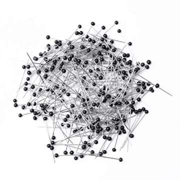 250 Pieces Sewing Pins Ball Glass Head Pins Straight Quilting Pins for Dressmaker Jewelry Decoration, Black