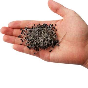 250 Pieces Sewing Pins Ball Glass Head Pins Straight Quilting Pins for Dressmaker Jewelry Decoration, Black