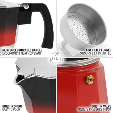 Zulay Kitchen Stovetop Espresso Maker - Portable Moka Pot 5.5 Cups