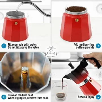 Zulay Kitchen Stovetop Espresso Maker - Portable Moka Pot 5.5 Cups