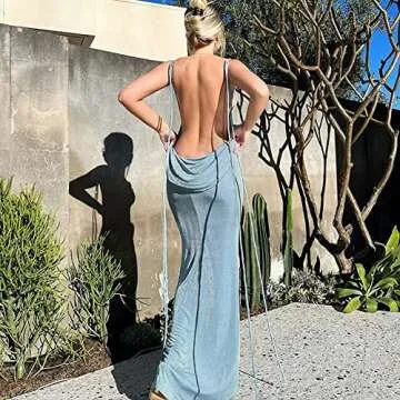 Elegant Backless Maxi Dress for Women - JUMISEE Sexy Style