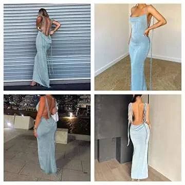 Elegant Backless Maxi Dress for Women - JUMISEE Sexy Style