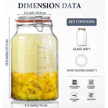 Folinstall Super Wide Mouth Glass Jar with Airtight Lid