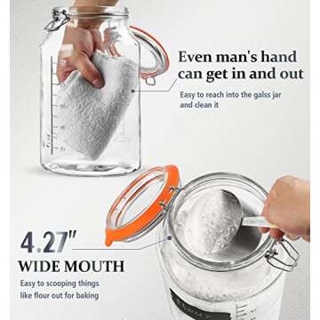 Folinstall Super Wide Mouth Glass Jar with Airtight Lid