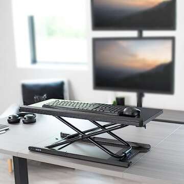 VIVO Single Top 27 inch Heavy-Duty Scissors Lift Keyboard and Mouse Riser, Designed for Ergonomic Sit Stand Workstations