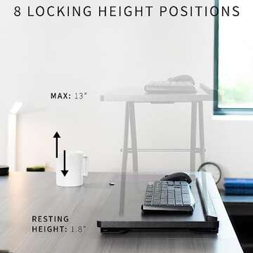 VIVO Single Top 27 inch Heavy-Duty Scissors Lift Keyboard and Mouse Riser, Designed for Ergonomic Sit Stand Workstations
