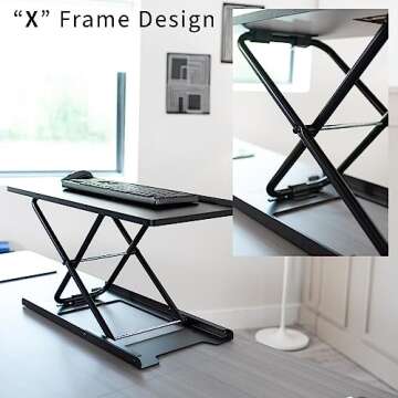 VIVO Single Top 27 inch Heavy-Duty Scissors Lift Keyboard and Mouse Riser, Designed for Ergonomic Sit Stand Workstations