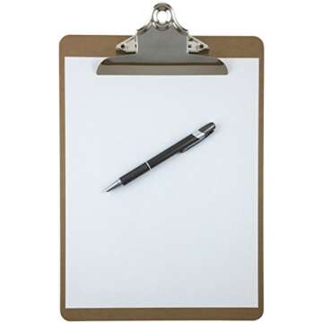 Letter Size Clipboard Standard Clip 9'' x 12.5'' Hardboard (Pack of 6)