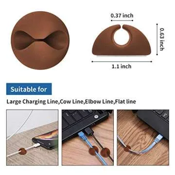 CHEFBEE 8 Pack Adhesive Cable Clips, Cable Cord Holder Organizer Management System for Desk, Wire Cl...