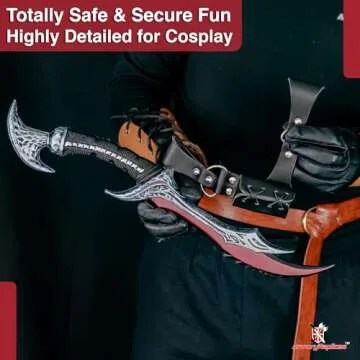 Armory Replicas™ Demon Sky Warrior Role Play Foam Dagger with Free Frog Combo | 19.5” Polyurethane Foam Blade with 10mm Inner Core | Silver, Black, Brown, Blue, Red Lacquer Finish